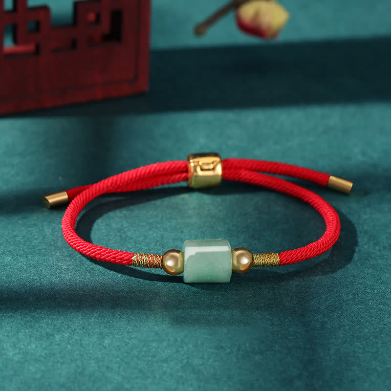 Bracelet en corde tressée avec protection chanceuse en aventurine verte