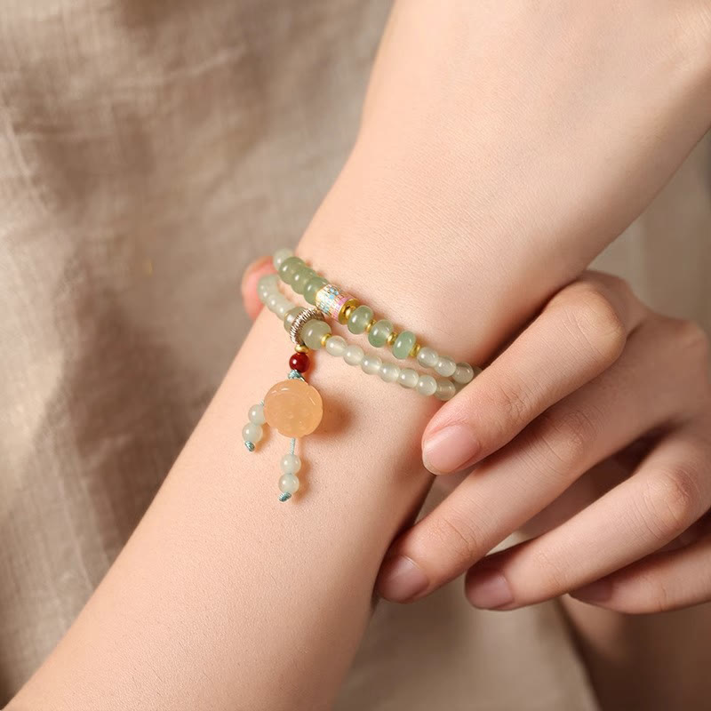 Bracelet porte-bonheur en bambou et aventurine verte pour l'équilibre et l'harmonie