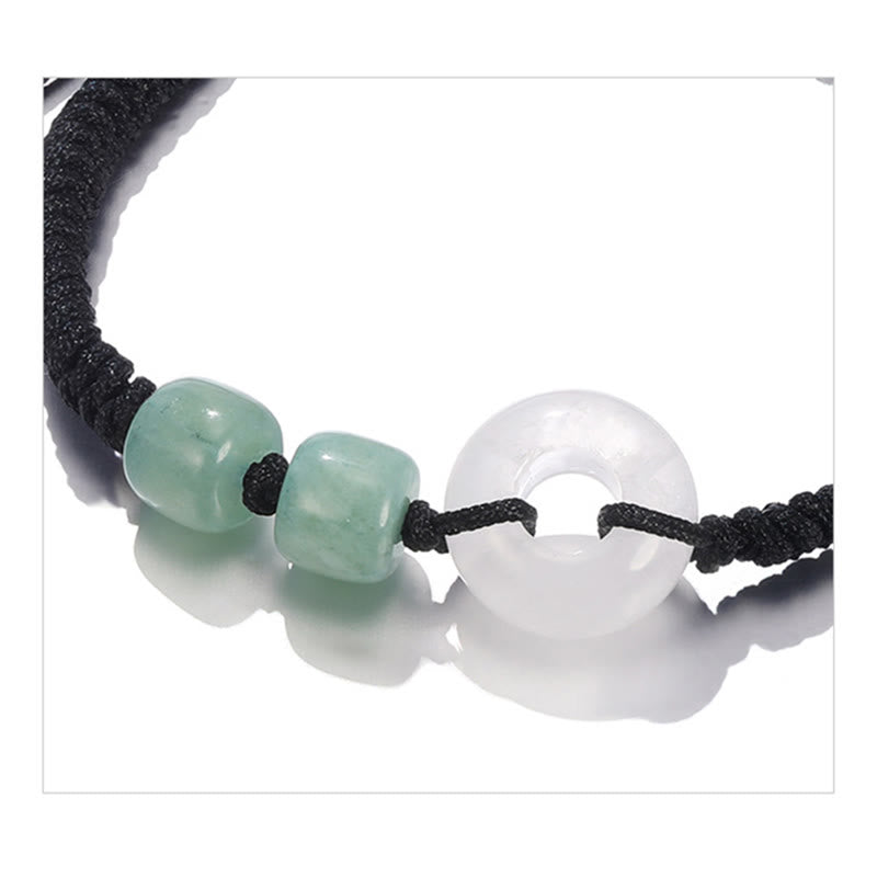 Bracelet couple boucle de paix en aventurine verte et jade blanc