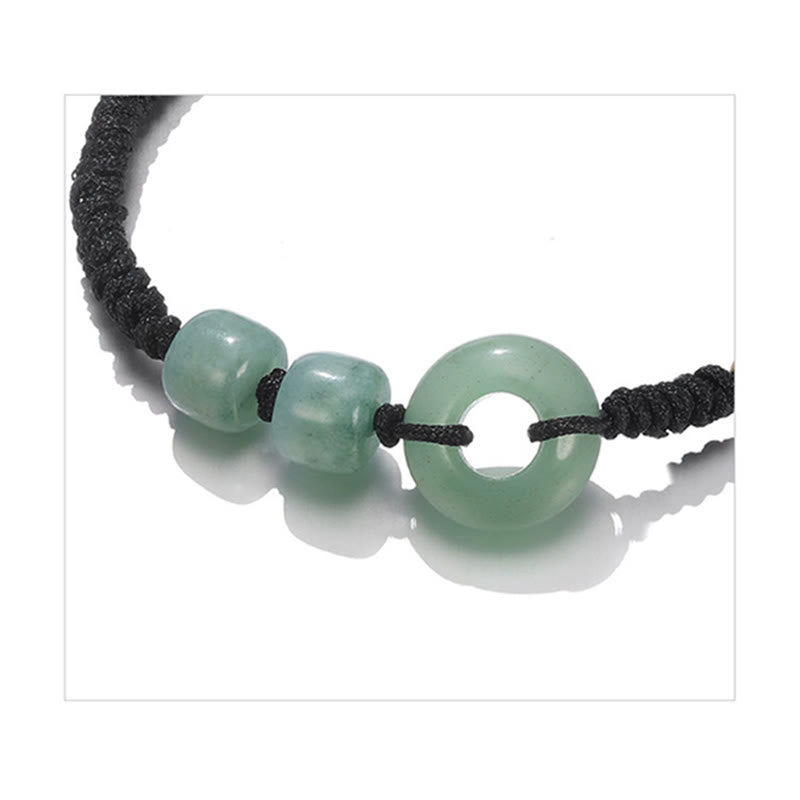 Bracelet couple boucle de paix en aventurine verte et jade blanc