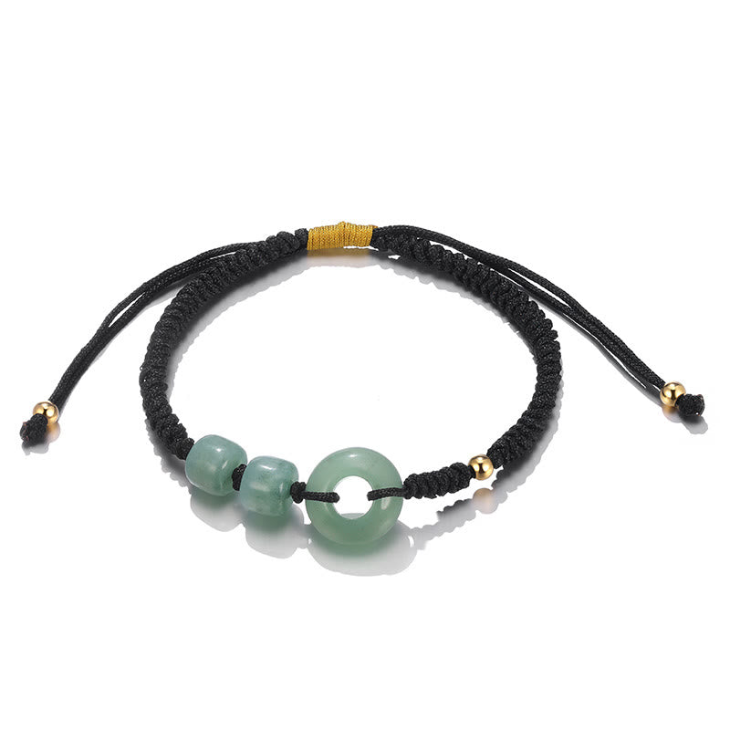 Bracelet couple boucle de paix en aventurine verte et jade blanc