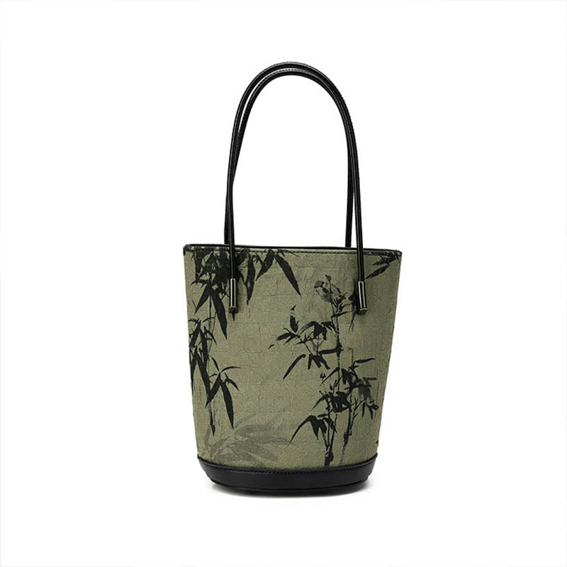 Sac bandoulière vintage imprimé bambou vert - Accessoire spirituel