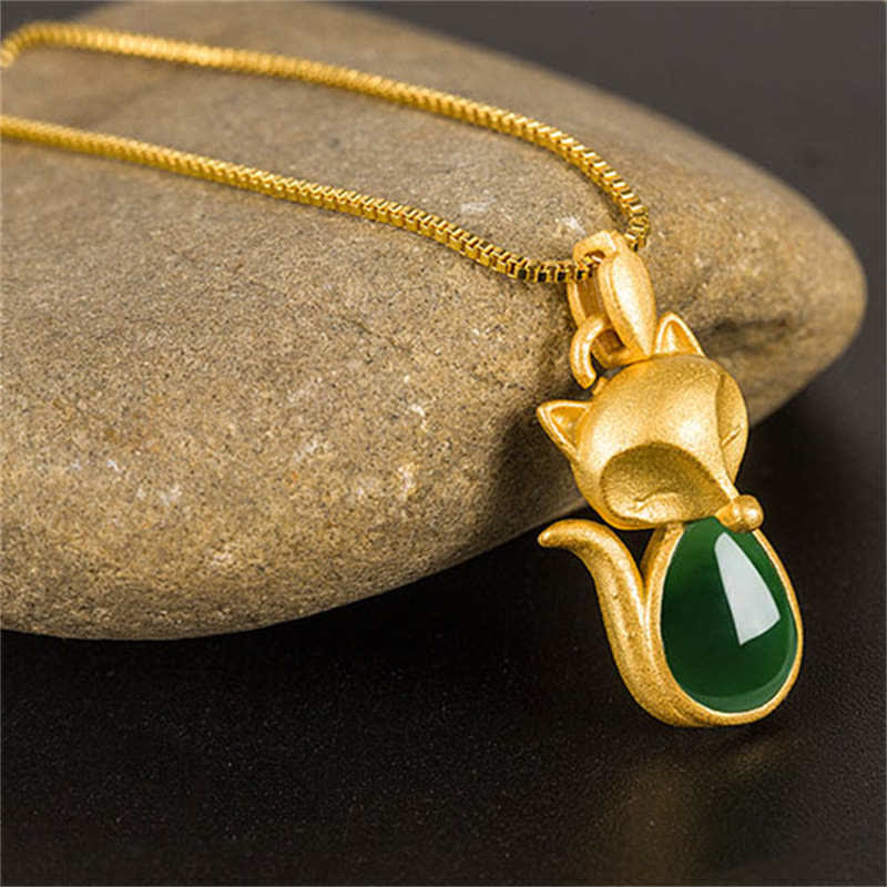 Collier pendentif courage en calcédoine verte | Sons de guérison