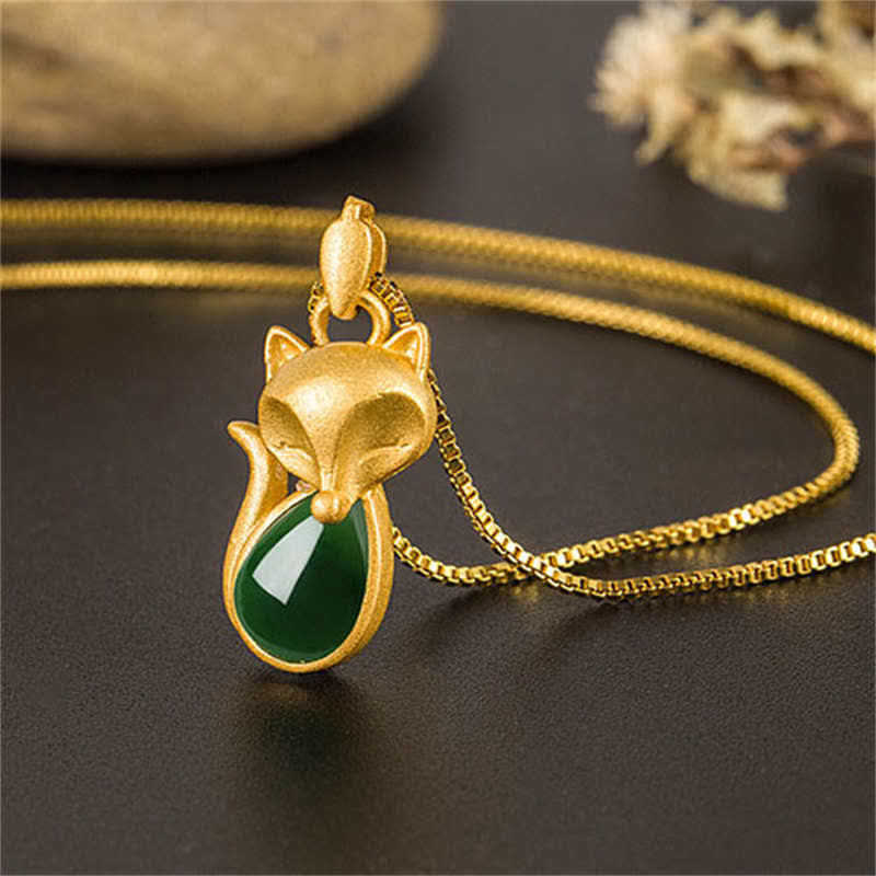 Collier pendentif courage en calcédoine verte | Sons de guérison