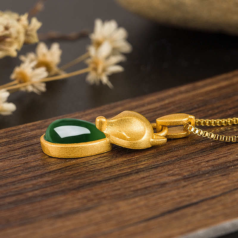 Collier pendentif courage en calcédoine verte | Sons de guérison