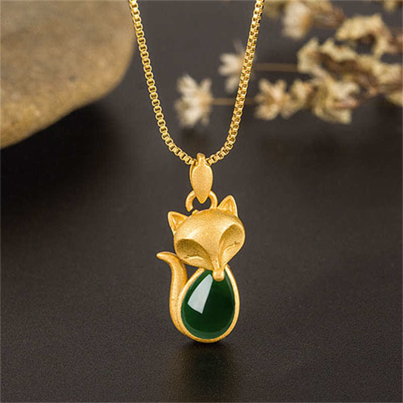 Collier pendentif courage en calcédoine verte | Sons de guérison