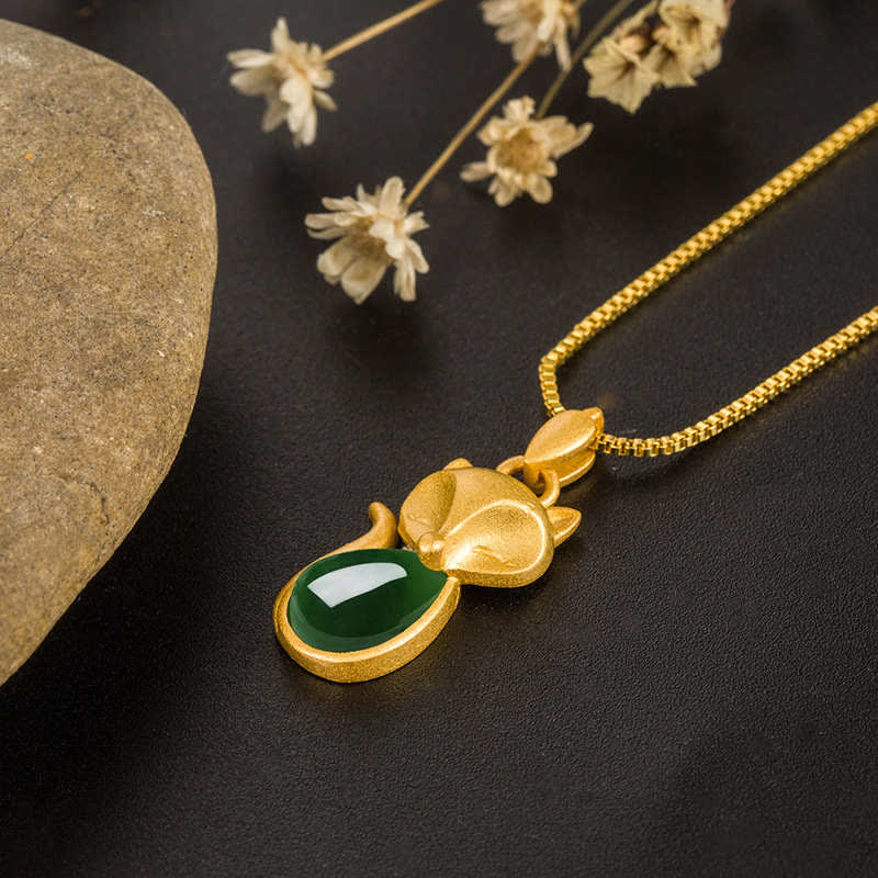 Collier pendentif courage en calcédoine verte | Sons de guérison