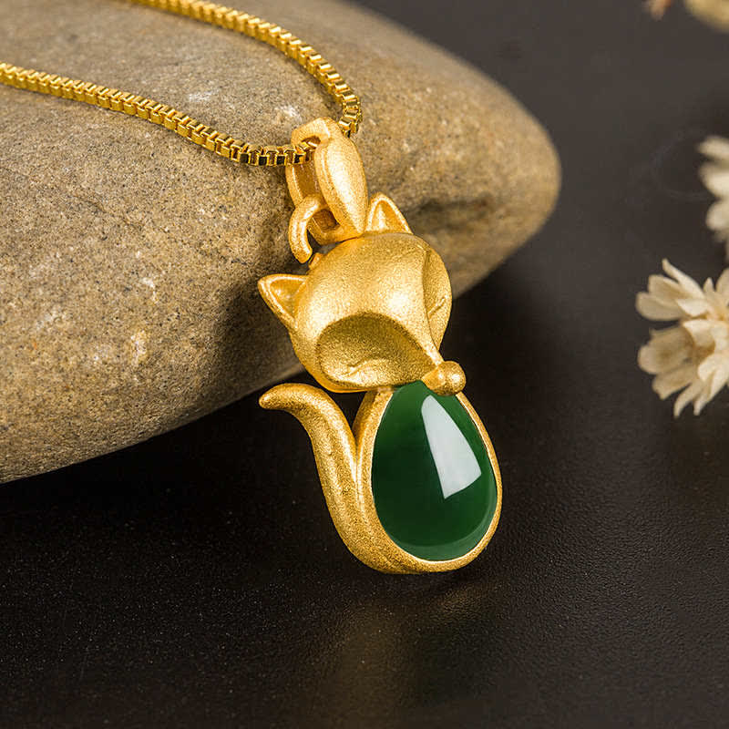 Collier pendentif courage en calcédoine verte | Sons de guérison