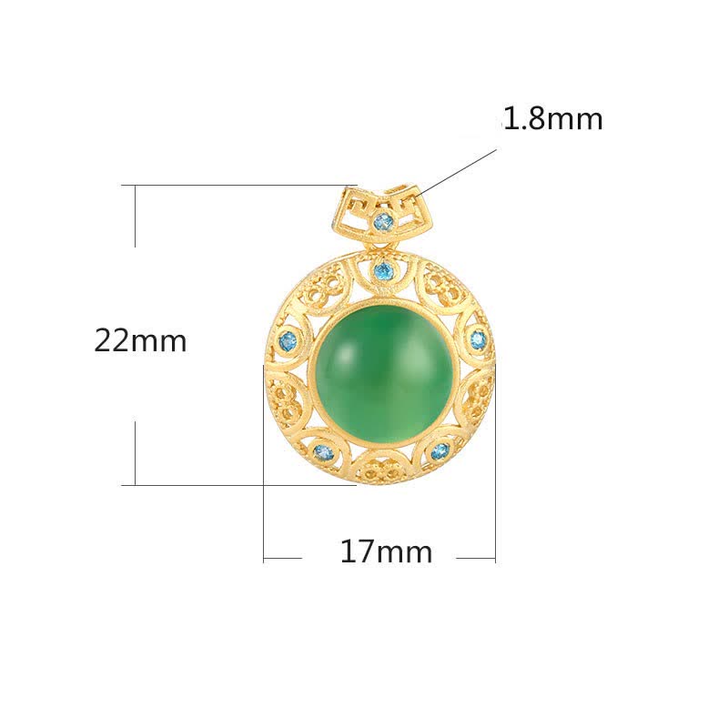Collier de force en calcédoine verte et jade blanc Hetian