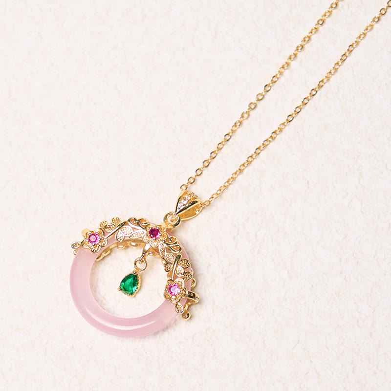 Collier de force avec boucle de paix en calcédoine verte