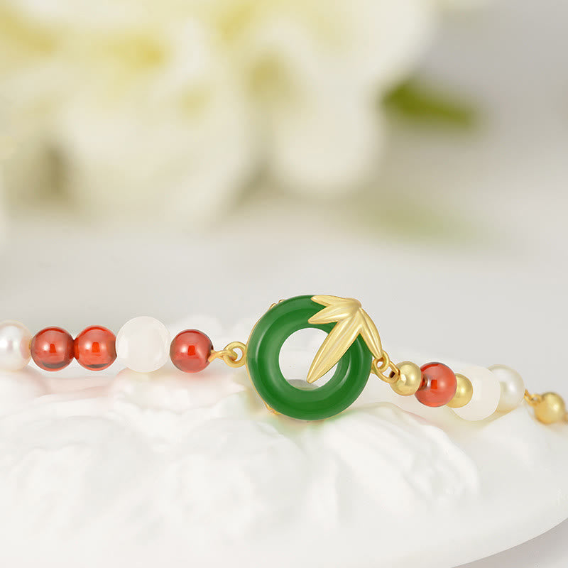 Bracelet boucle de paix en argent et calcédoine verte
