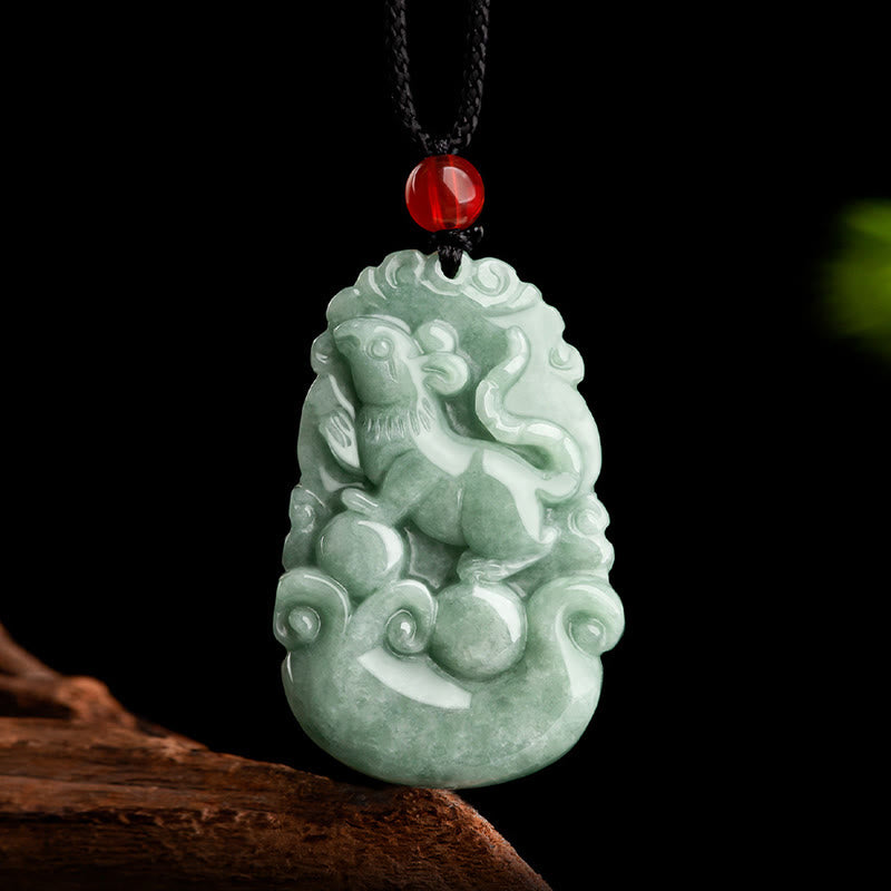 Collier porte-bonheur en jade vert (12 signes du zodiaque chinois) | Collier de prospérité