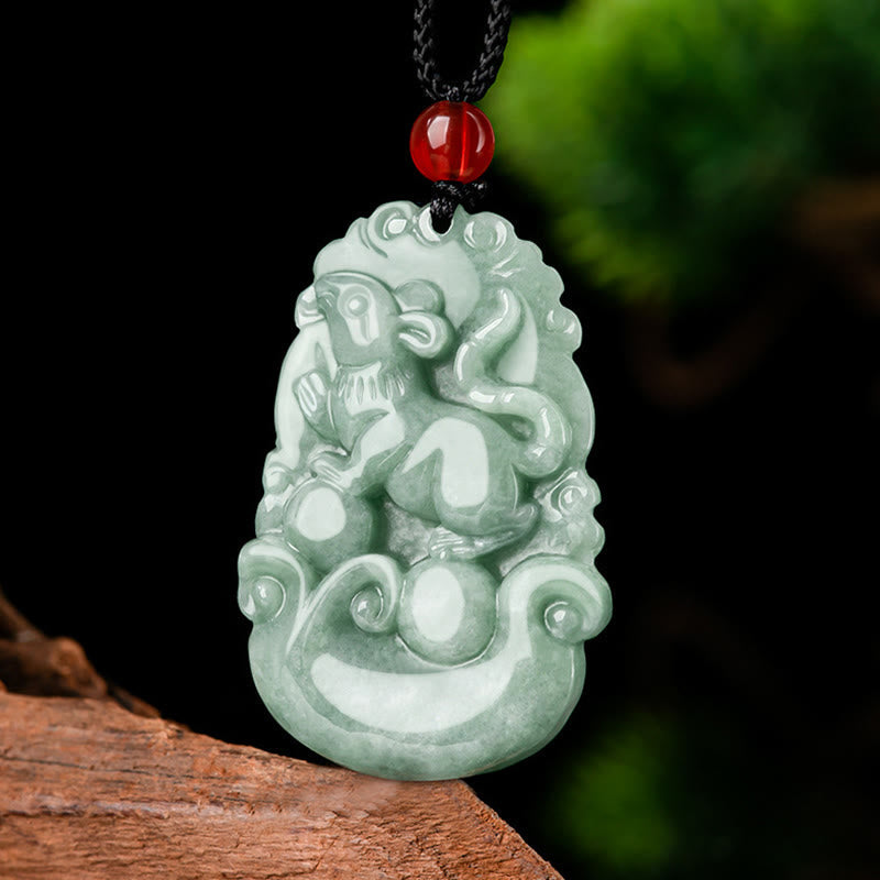 Collier porte-bonheur en jade vert (12 signes du zodiaque chinois) | Collier de prospérité