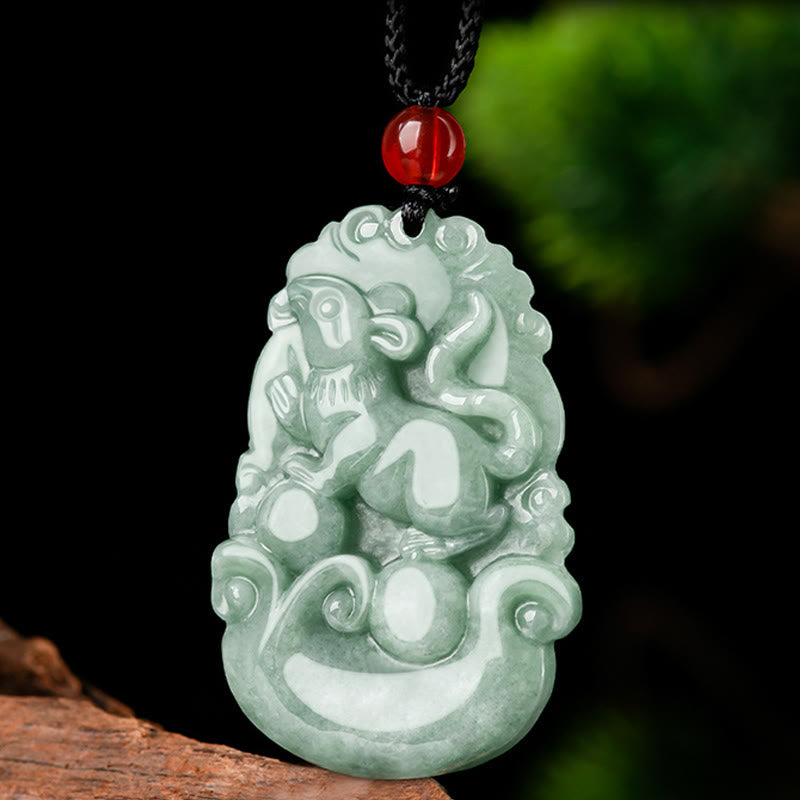 Collier porte-bonheur en jade vert (12 signes du zodiaque chinois) | Collier de prospérité