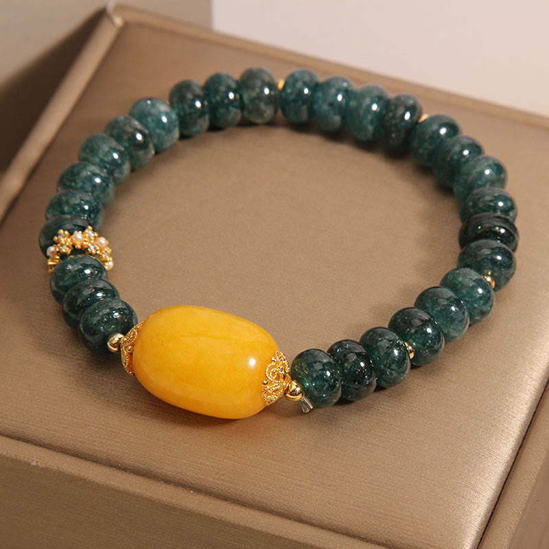 Bracelet porte-bonheur en perles de boulier en jade vert 14-16 cm