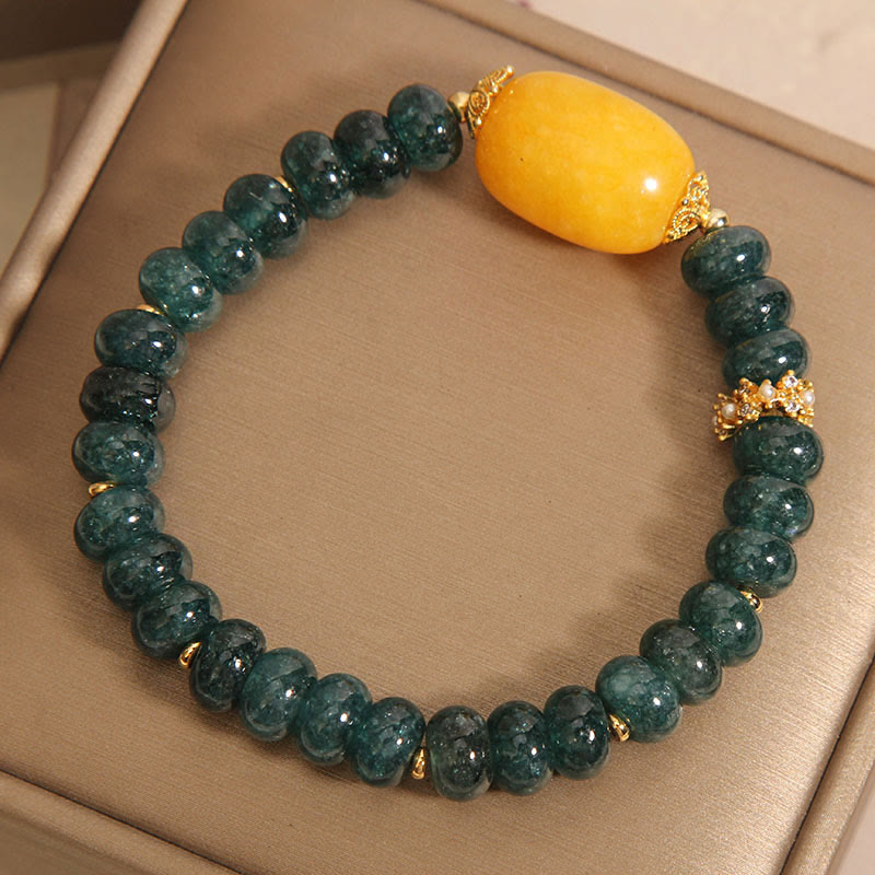 Bracelet porte-bonheur en perles de boulier en jade vert 14-16 cm