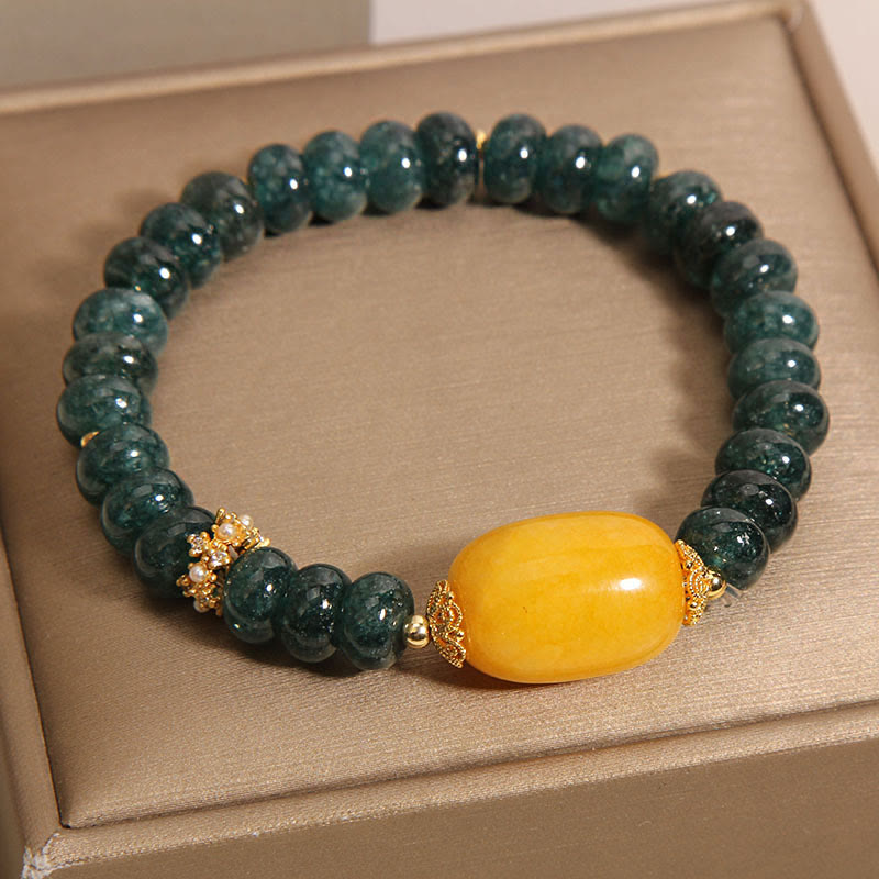 Bracelet porte-bonheur en perles de boulier en jade vert 14-16 cm