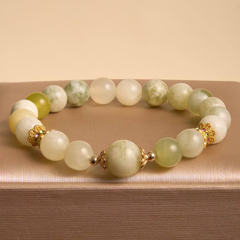 Bracelet Abondance en Jade Vert pour Femme 14-16 cm