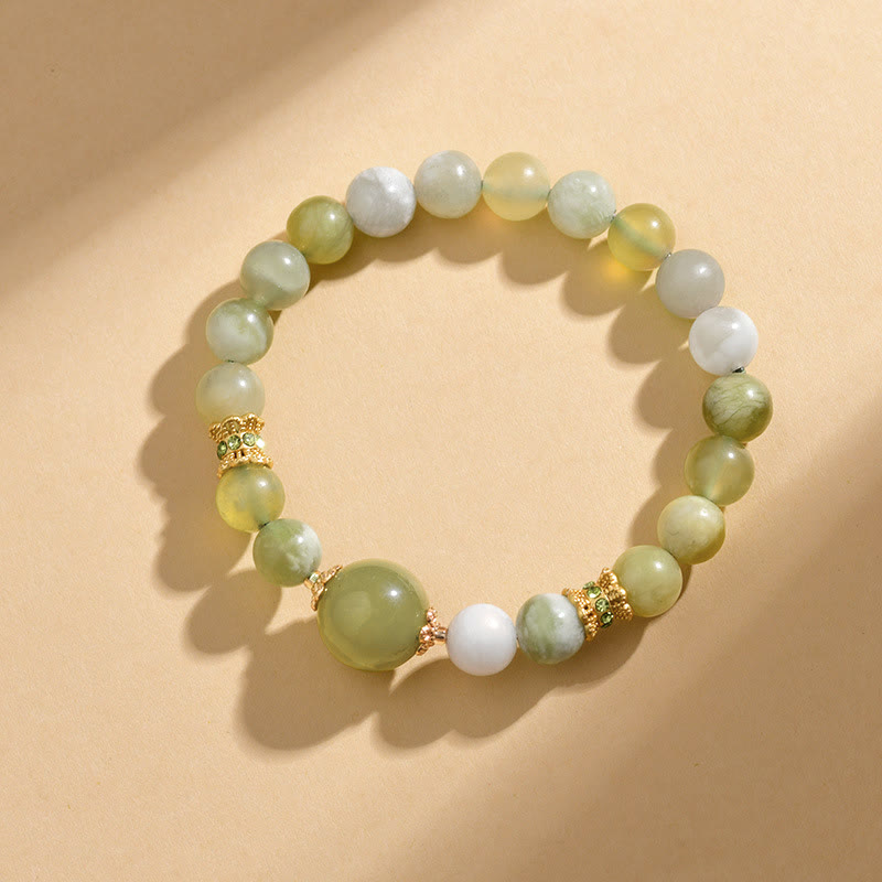 Bracelet Abondance en Jade Vert pour Femme 14-16 cm
