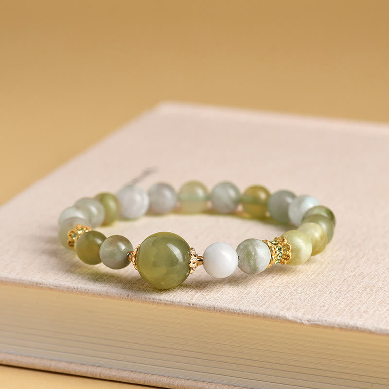 Bracelet Abondance en Jade Vert pour Femme 14-16 cm