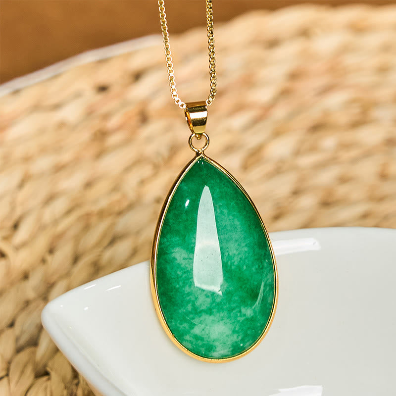 Collier pendentif Abondance en jade vert | Breloque de prospérité