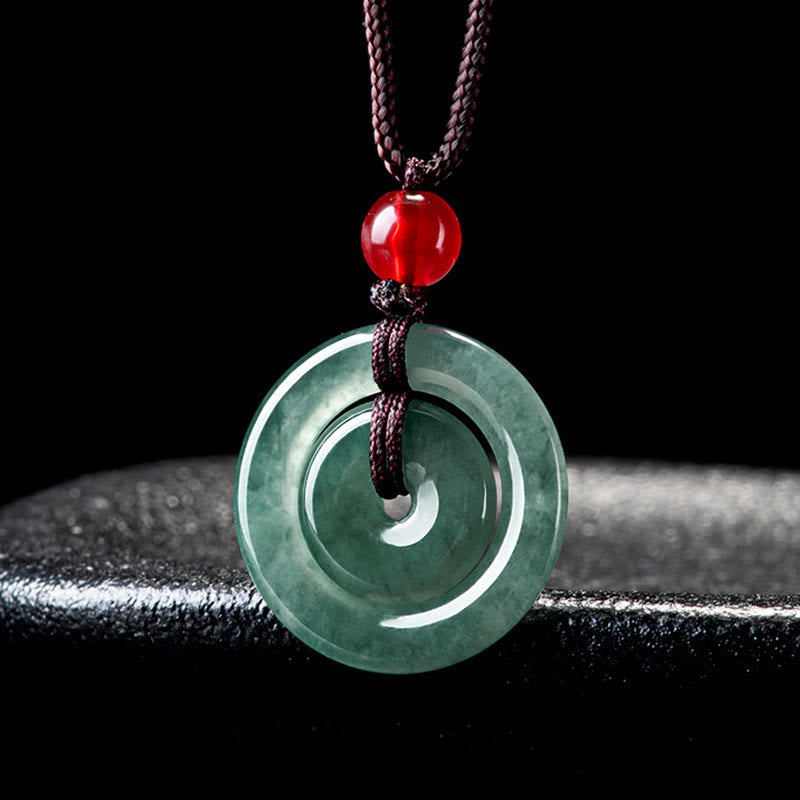 Collier en jade vert à double boucle de paix pour l'abondance