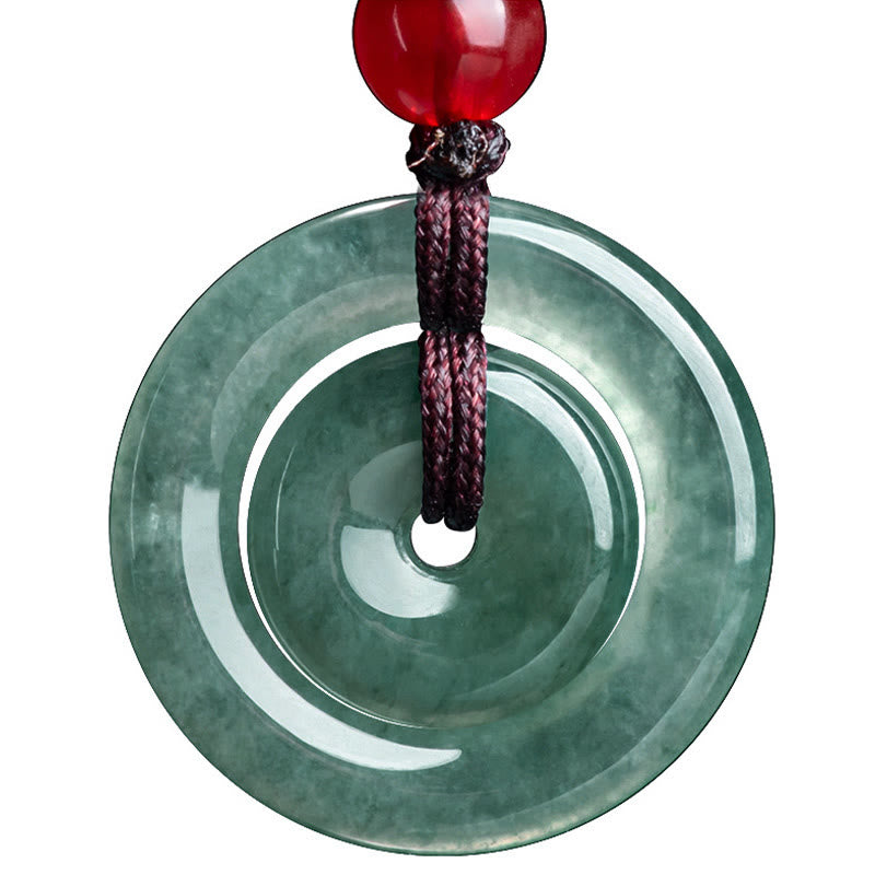 Collier en jade vert à double boucle de paix pour l'abondance