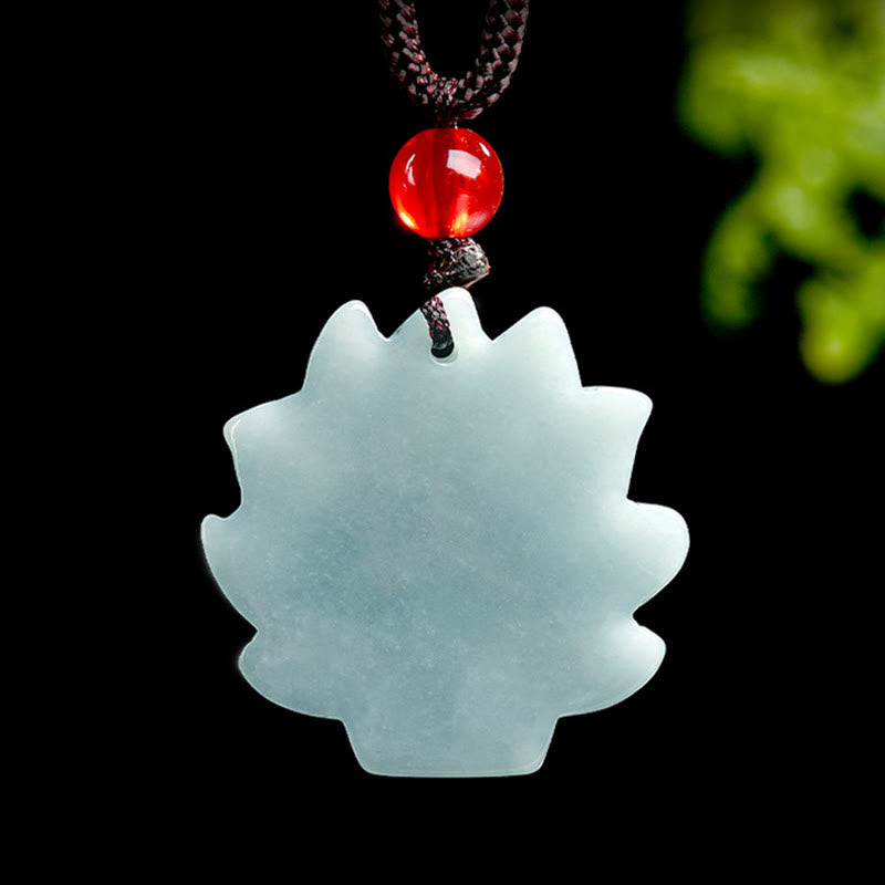 Collier renard à neuf queues en jade vert - Symbole de prospérité