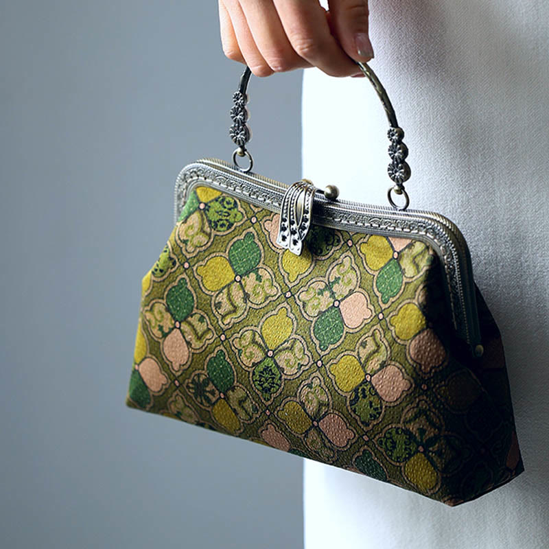 Sac bandoulière à feuilles vertes et chaîne en métal | Accessoires spirituels