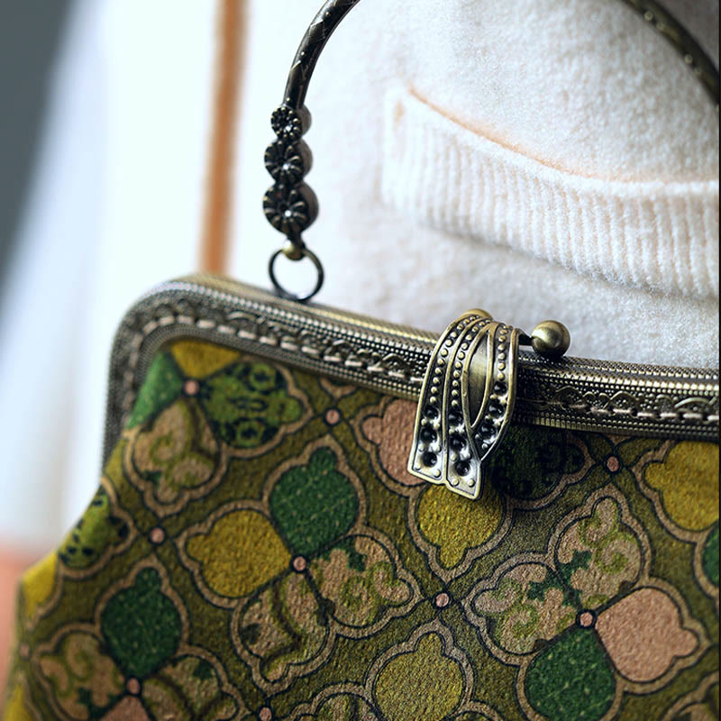 Sac bandoulière à feuilles vertes et chaîne en métal | Accessoires spirituels