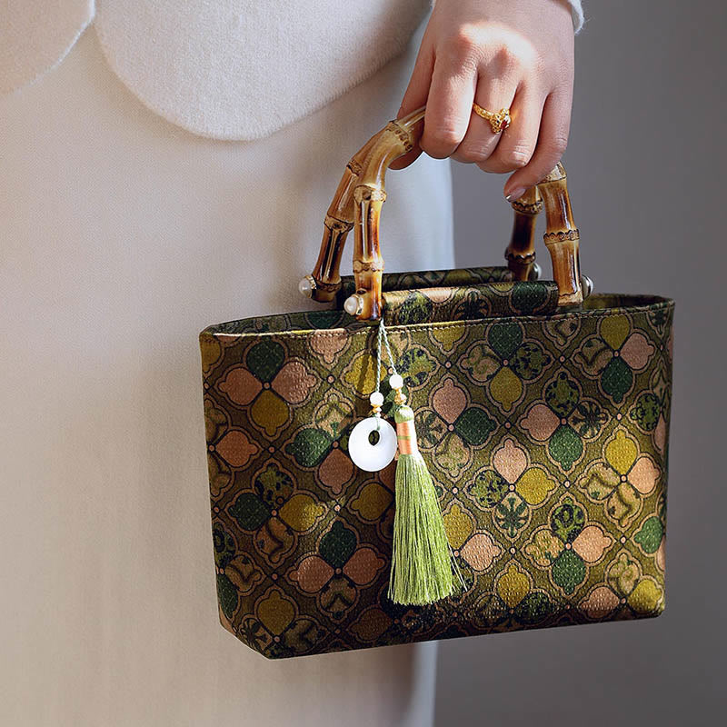 Sac bandoulière à feuilles vertes et chaîne en métal | Accessoires spirituels