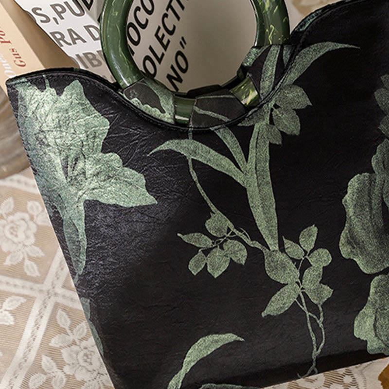 Sac à main vintage Orchidées vertes | Accessoires spirituels