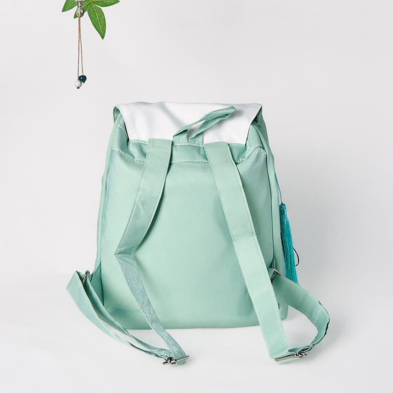 Sac à dos en toile à fleurs de pivoines vertes | Mindful Clothing
