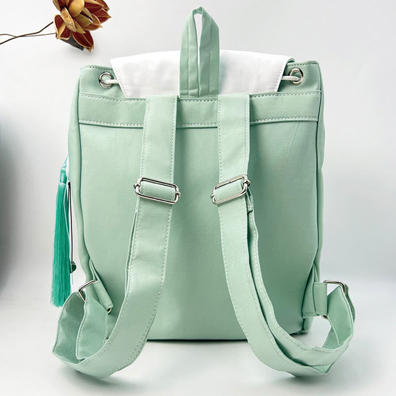 Sac à dos en toile à fleurs de pivoines vertes | Mindful Clothing