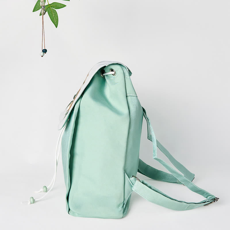 Sac à dos en toile à fleurs de pivoines vertes | Mindful Clothing