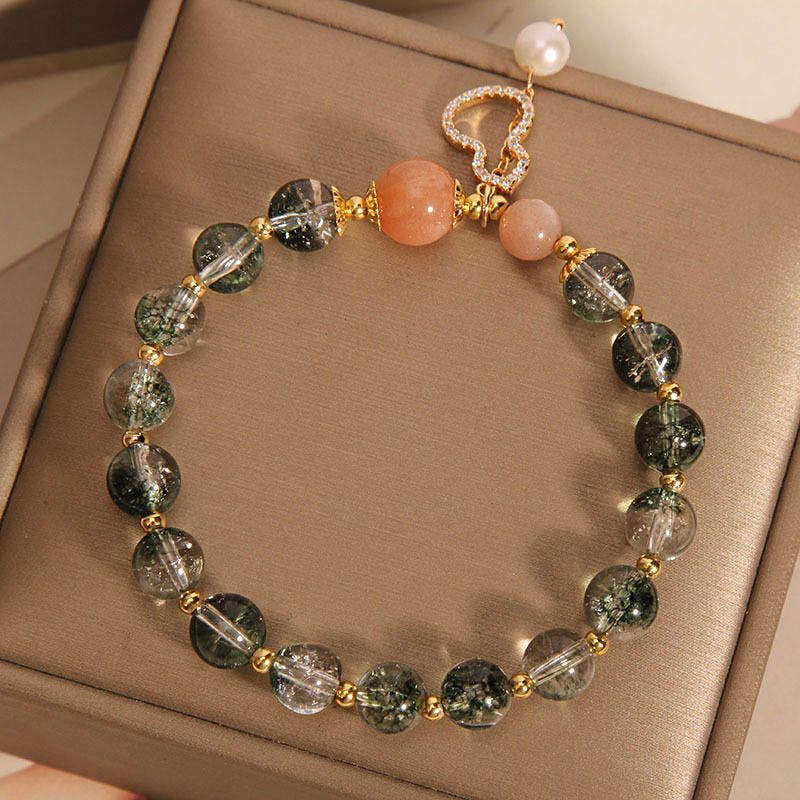 Bracelet de confiance en cristal fantôme vert pour la croissance