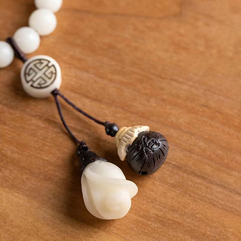 Bracelet spirituel apaisant en bois de santal vert et graines de Bodhi