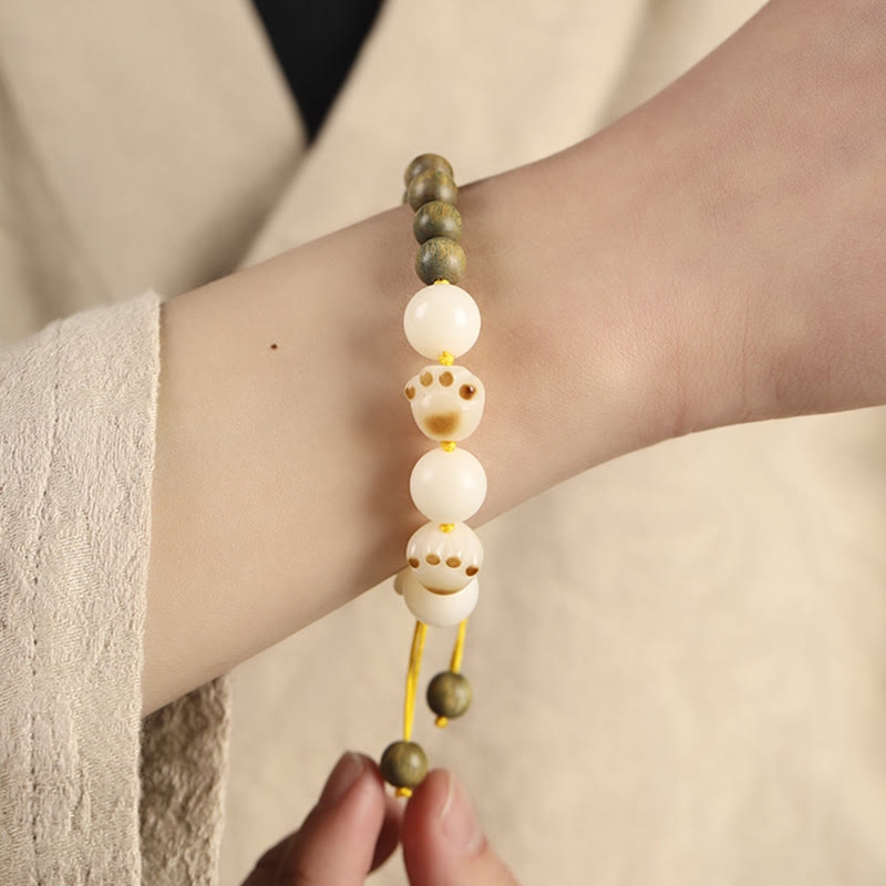 Bracelet de guérison unisexe en bois de santal vert et graines de Bodhi, perles de 8 mm