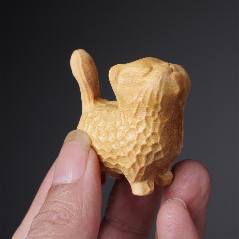 Chat en bois de santal vert 9,5 cm Décoration zen pour la protection et le calme