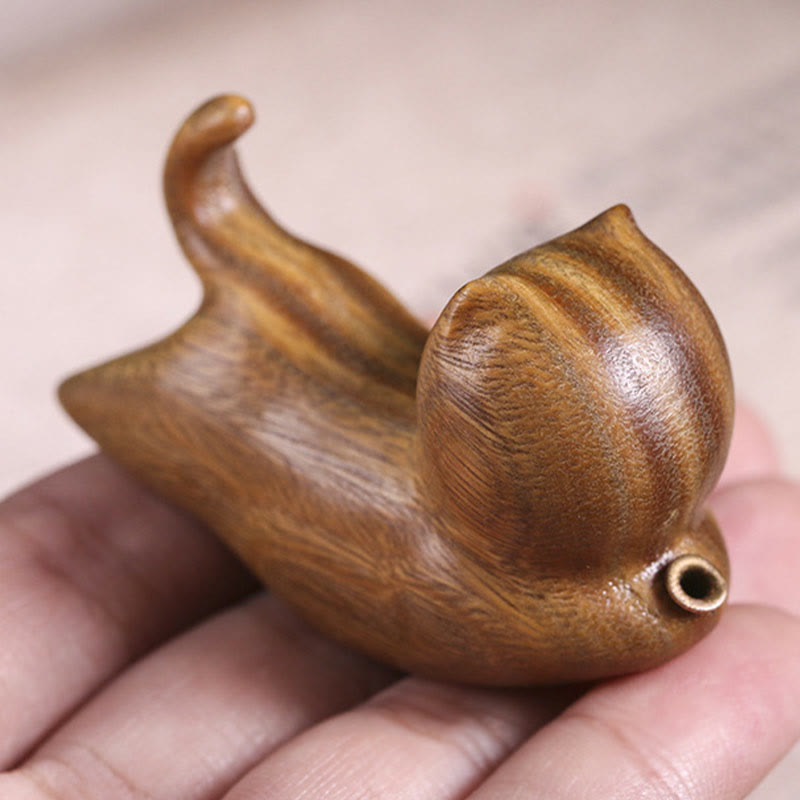 Brûle-encens chat en bois de santal vert 5,6 cm Décoration apaisante
