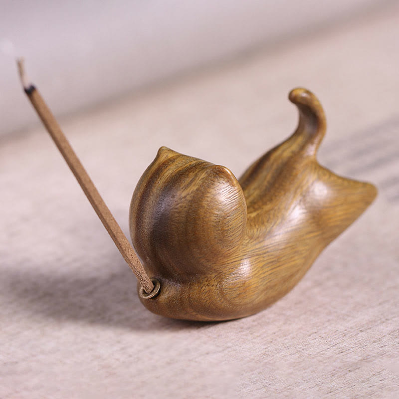 Brûle-encens chat en bois de santal vert 5,6 cm Décoration apaisante