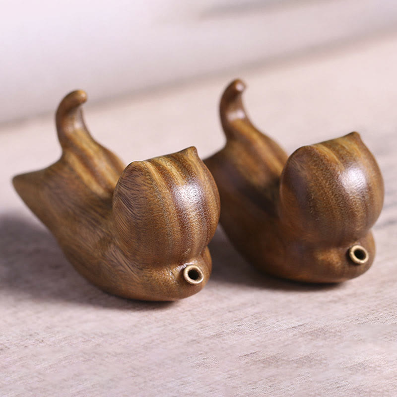 Brûle-encens chat en bois de santal vert 5,6 cm Décoration apaisante