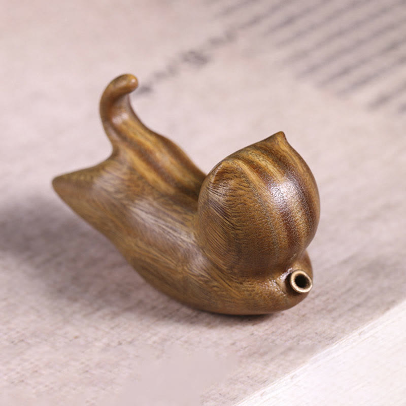 Brûle-encens chat en bois de santal vert 5,6 cm Décoration apaisante