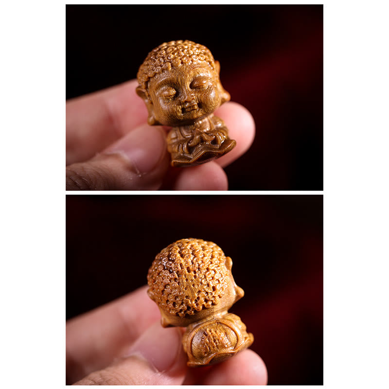Décoration Bouddha du zodiaque chinois en bois de santal vert