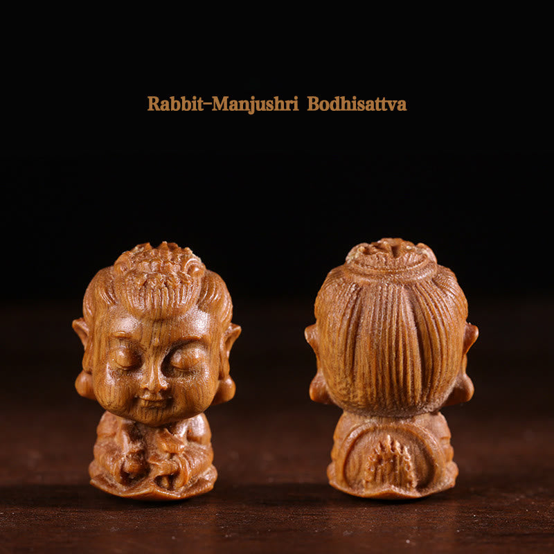 Décoration Bouddha du zodiaque chinois en bois de santal vert