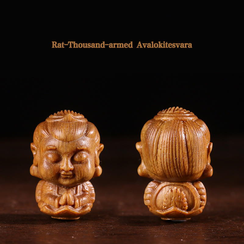 Décoration Bouddha du zodiaque chinois en bois de santal vert