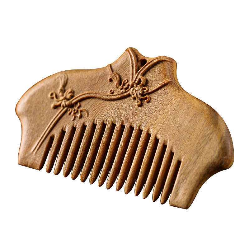 Peigne en bois de santal vert à motif floral pour une paix apaisante