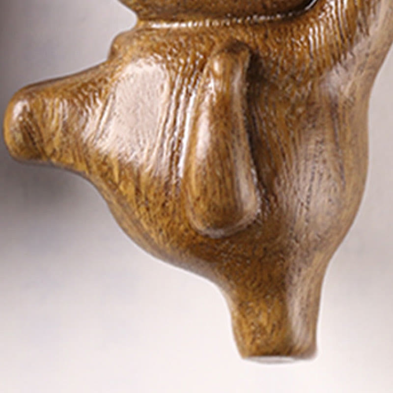 Figurine de chat dansant en bois de santal vert 3,7 cm Énergie positive