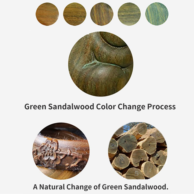 Décoration chat porte-bonheur en bois de santal vert 4,5 cm Charm de paix