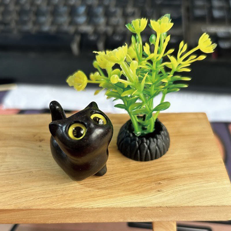 Figurine de chat porte-bonheur en bois de santal vert pour une énergie positive